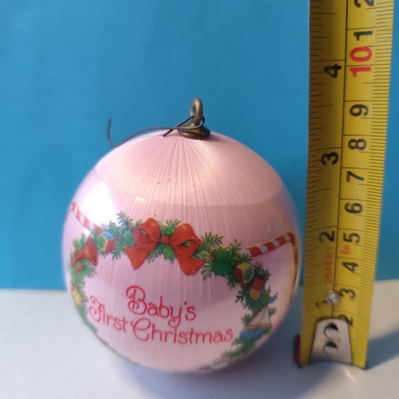 3/$25💙Baby’s First Christmas Satin Ornament Ball pink - Picture 3 of 8